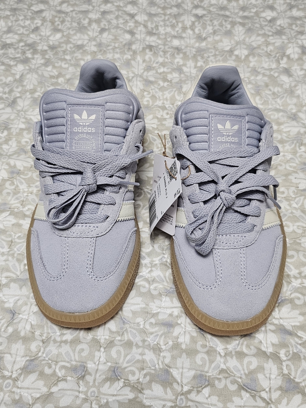 adidas Kids' Light Gray Suede Sneakers with Gum Sole